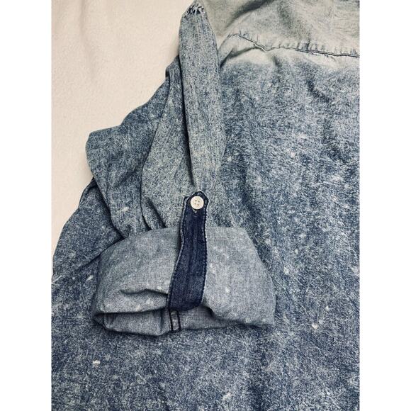 DRILL Clothing Company NYC Snap Distressed Blue 44" Chest Tab Sleeve Splatter - Picture 15 of 16